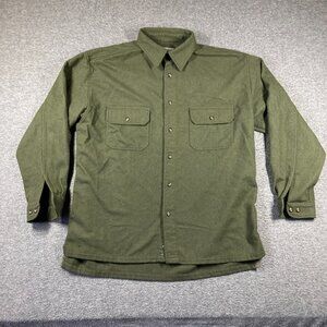 Vintage Structure Wool Blend Flannel Shirt Mens XL Extra Large Olive Green
